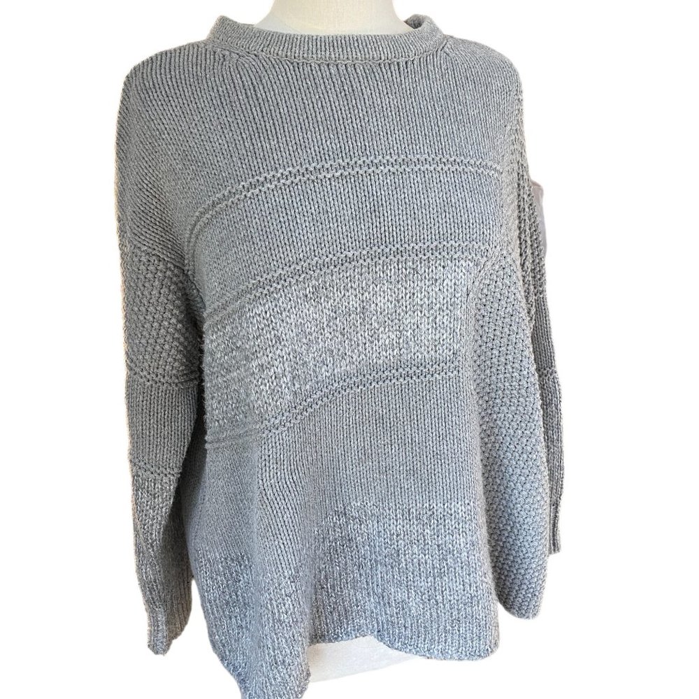 Cable Stitch Oversized Lagenlook Mixed Stitch Pattern Knit Slouchy Sweater-S